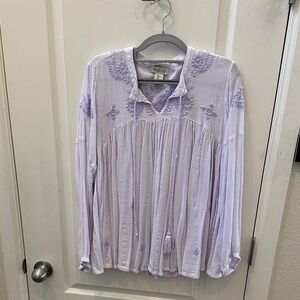 Rachel Zoe Light Purple Embroidered Blouse